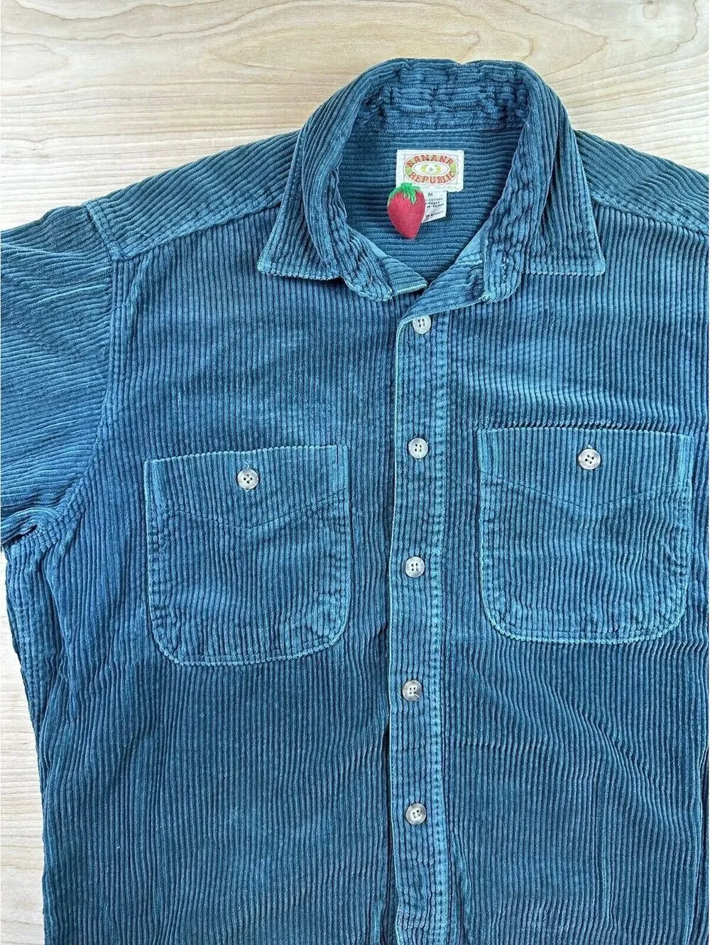 Vintage 80s Banana Republic wale corduroy button up shirt thick elbow patches